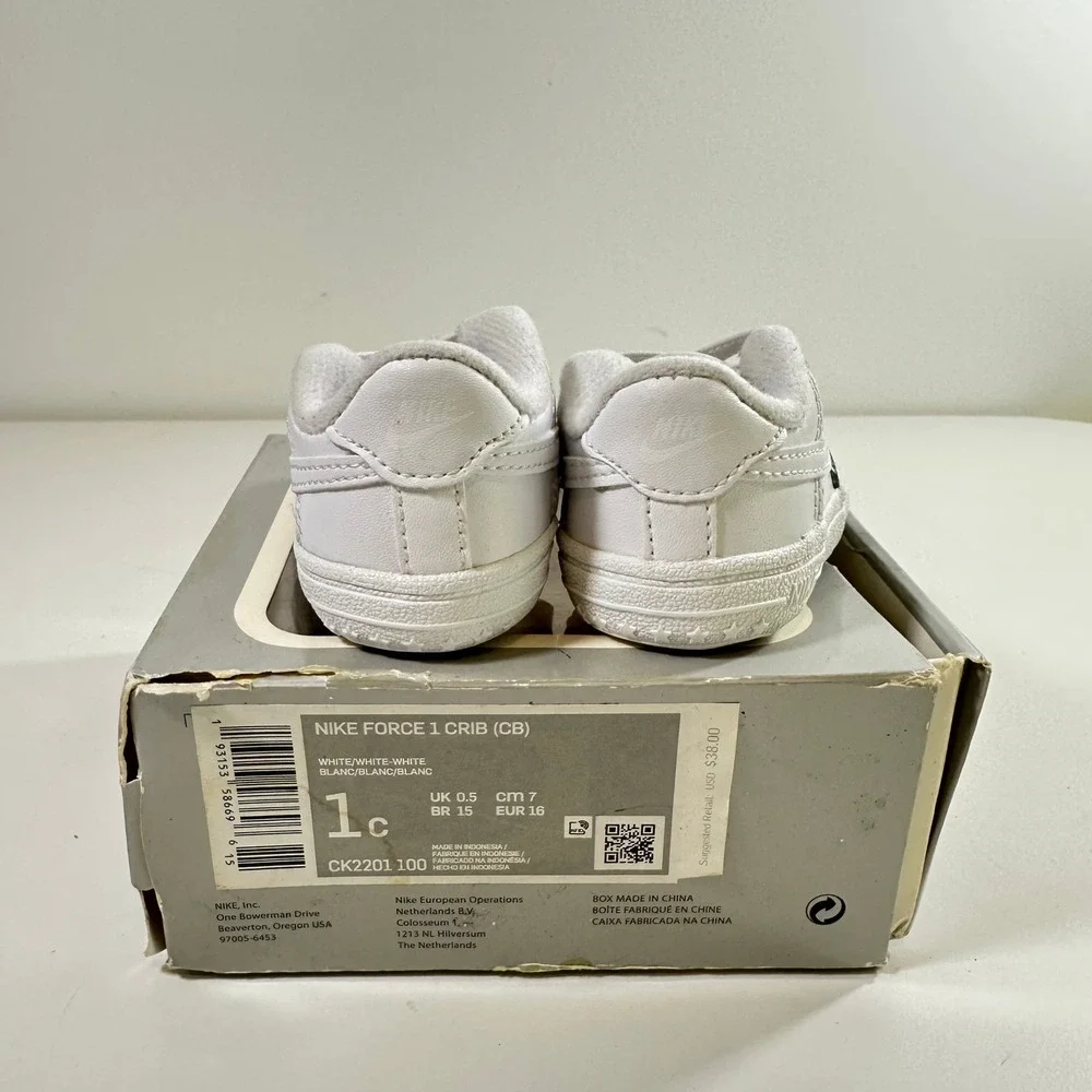 Nike Force 1 Crib CB White White White Infant Sneakers 1c CK2201-100
